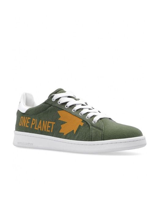 DSquared² Green Boxer Leaf-Graphic Low-Top Sneakers for men