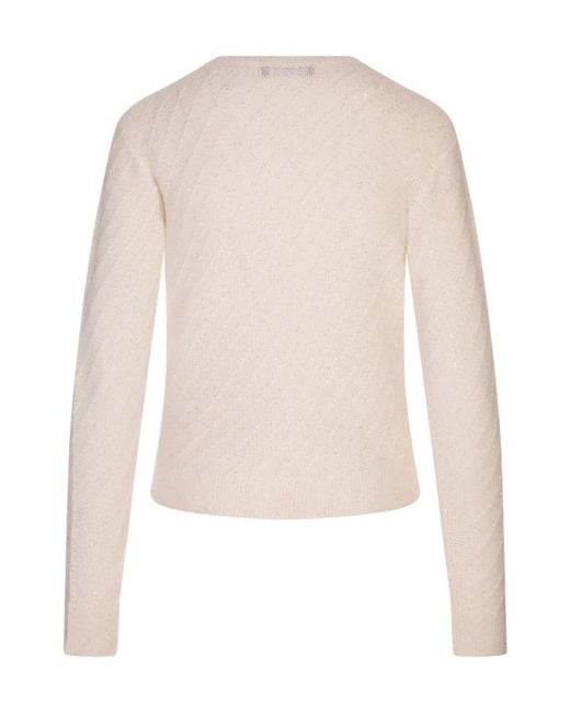 Fabiana Filippi Natural Long-Sleeved Knitted Cardigan