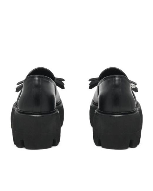 McQueen Black Sofa Skull Tassel Chunky-Sole Loafers for men