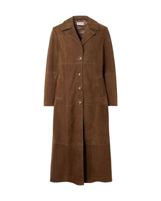 Rixo Brown Astraea Patchwork Suede Coat