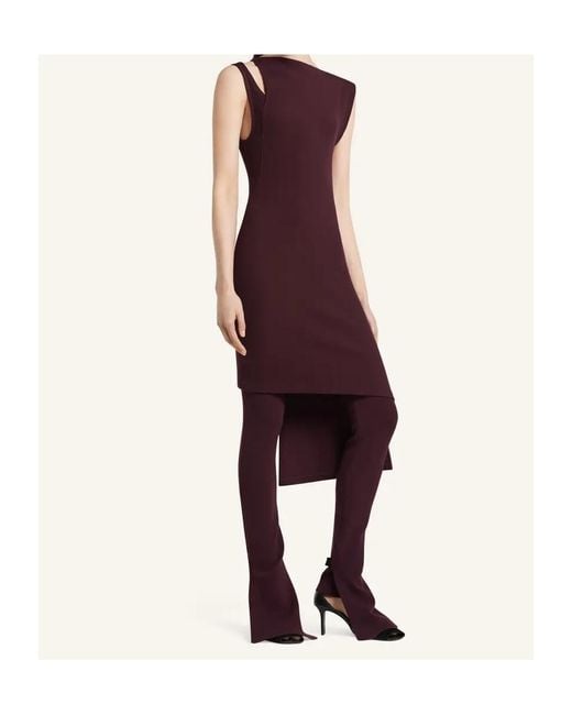 Courreges Red Asymmetrical Ribbed Midi Dress