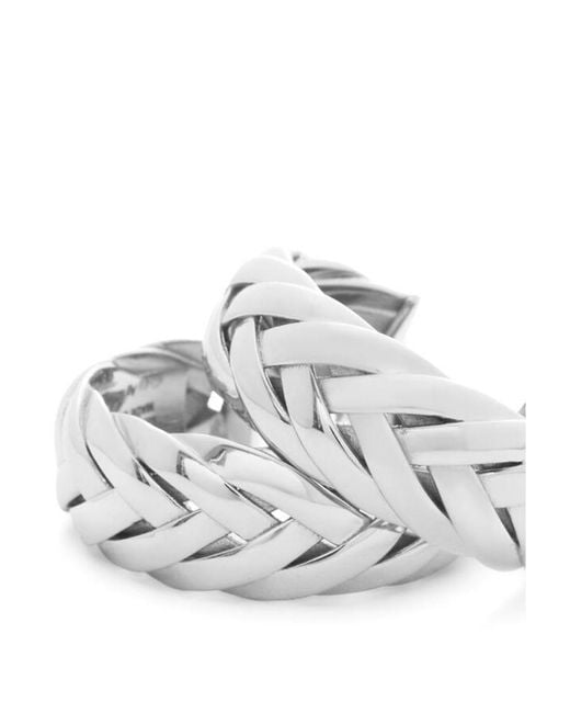 Loewe White Braided Hoop Earrings