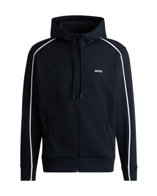 Boss Blue Boss Zip-Up Drawstring Hoodie for men