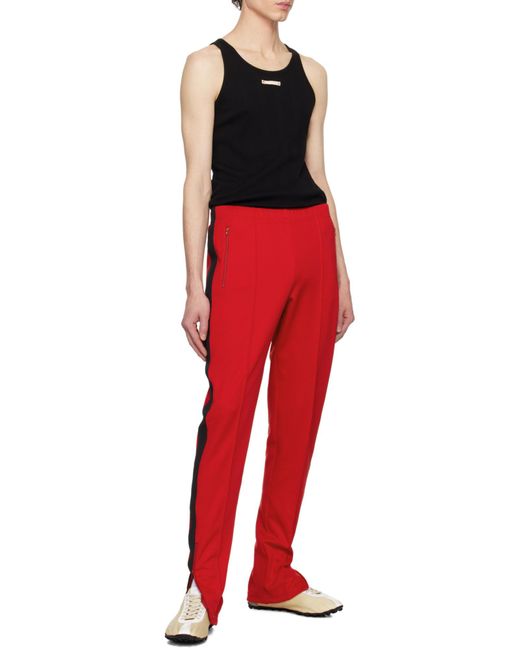 Maison Margiela Red Side-Stripe Slim-Cut Track Pants for men