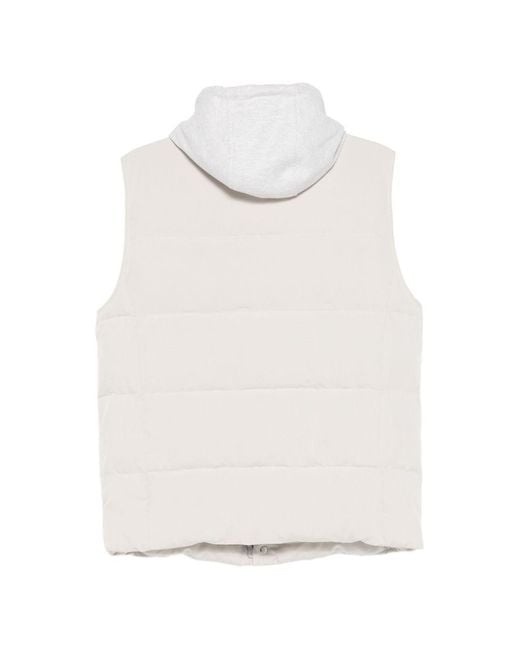 Eleventy White Hooded Vest for men
