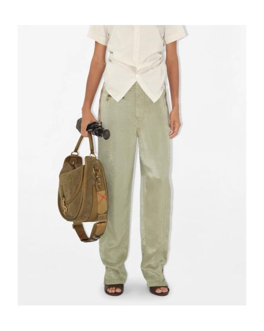Burberry Green Crest-Embroidered Trousers