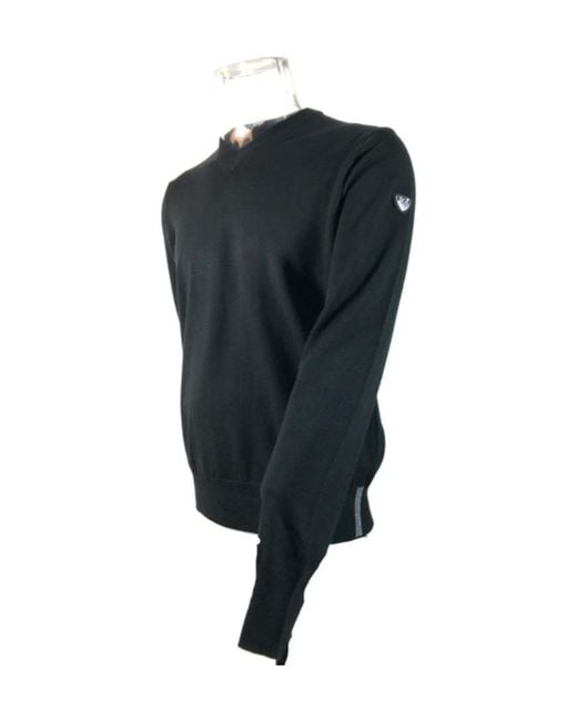 EA7 Gray Small V-Neck Long-Sleeved Sweater for men