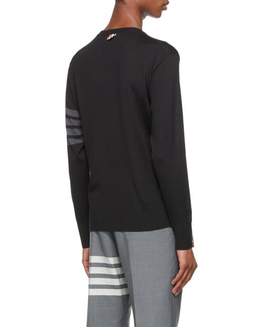 Thom Browne Black Bar Crewneck Jumper for men