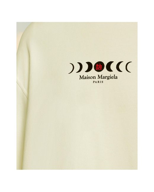 Maison Margiela White Logo Printed Long-Sleeved Hoodie for men