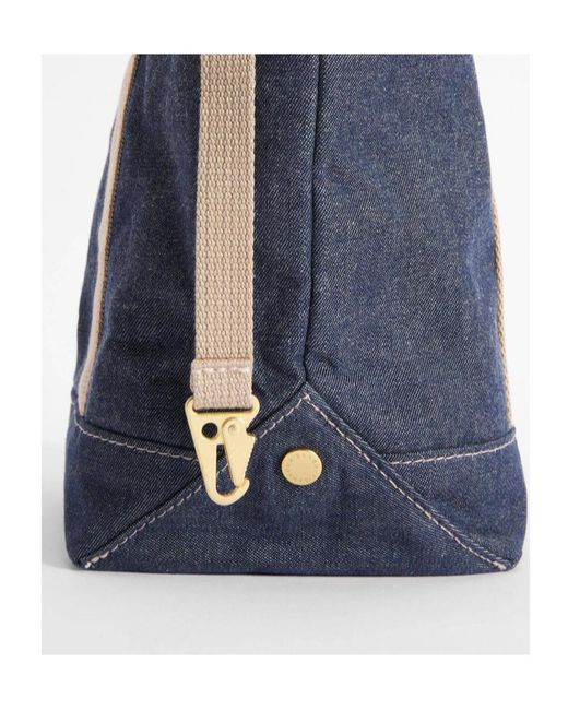 Barbour Blue Mini Mya Tartan-Detail Denim Tote Bag