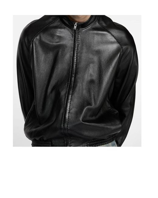 Acne Black Leather Jacket for men