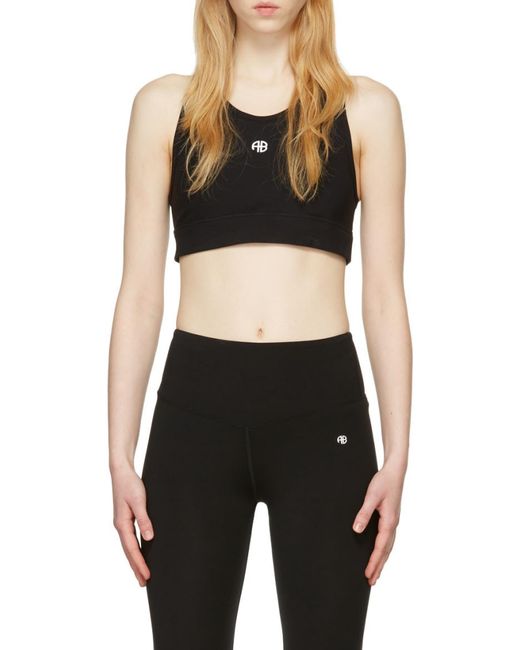 Anine Bing Black Logo-Print Sports Bra