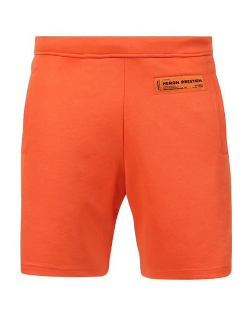 Heron Preston Orange Logo Shorts for men