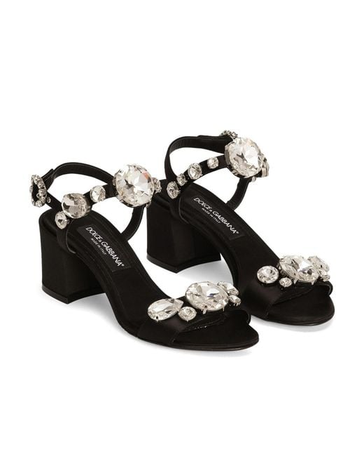 Dolce & Gabbana White Gemstone Embellishment Heeled Sandals