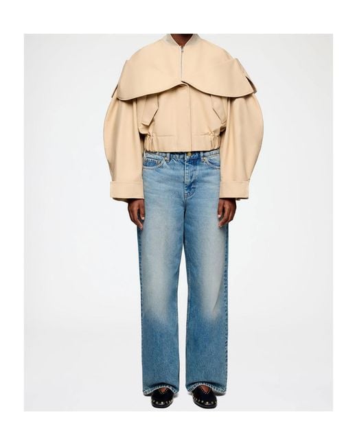 Ganni Natural Layered Cotton Bomber Jacket