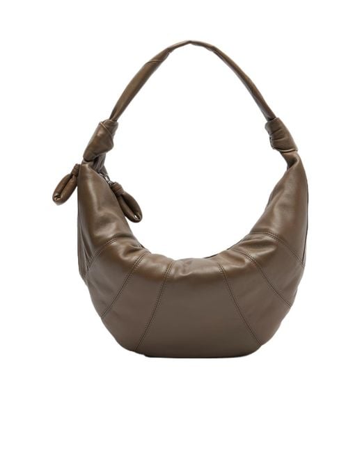 Lemaire Gray Fortune Croissant Leather Shoulder Bag