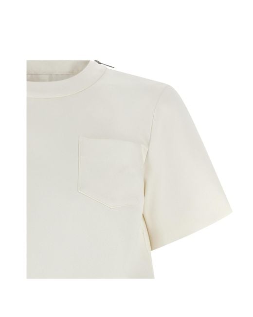 Sacai Blue Pleated-Back Crewneck Denim Dress