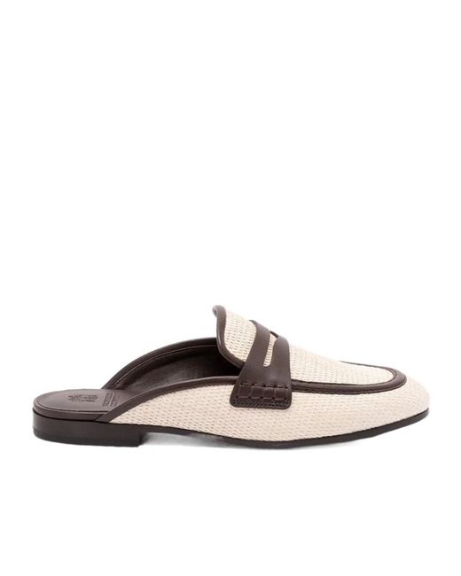 Brunello Cucinelli White Almond Toe Slip-On Mules