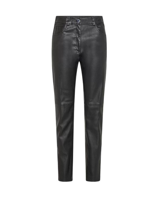 Seventy Gray Straight-Leg Leather Trousers