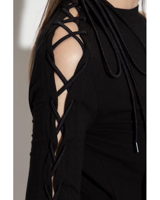 Versace Jeans Black One-Sleeve Cut-Out Detailing Top