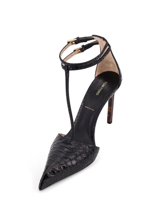 Tom Ford Black T-Strap Pointed Toe Pumps