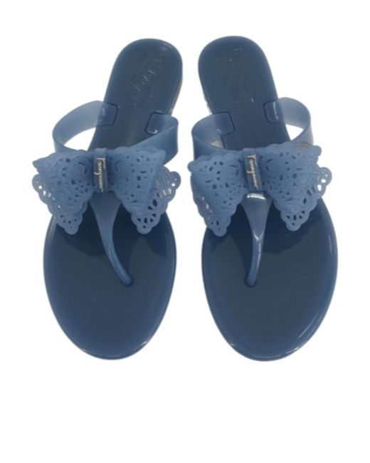 Ferragamo Blue Logo Flip-Flops