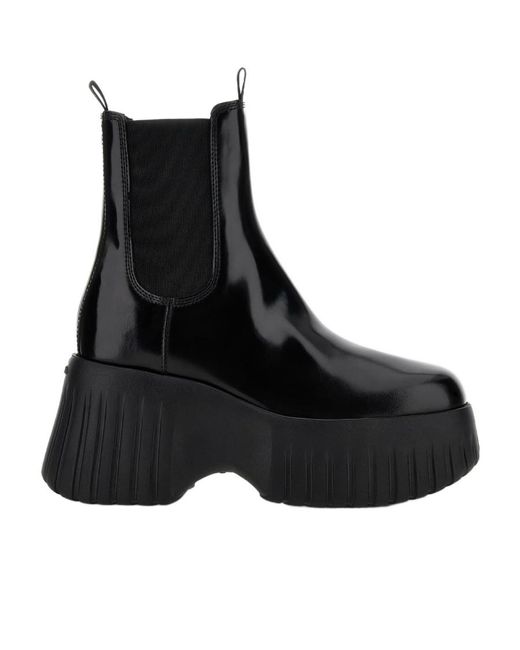 Hogan Black Platform Slip-On Loafers
