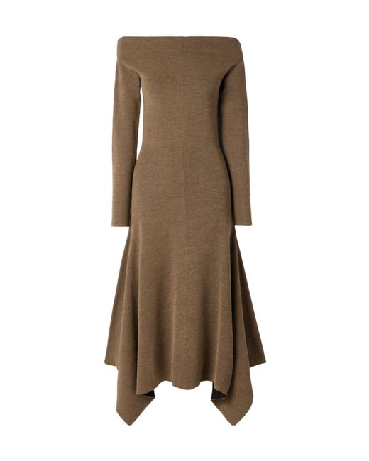 Proenza Schouler Natural Romi Off-The-Shoulder Asymmetric Stretch-Knit Dress