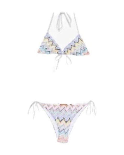 Missoni White Zigzag-Knit Triangle Bikini
