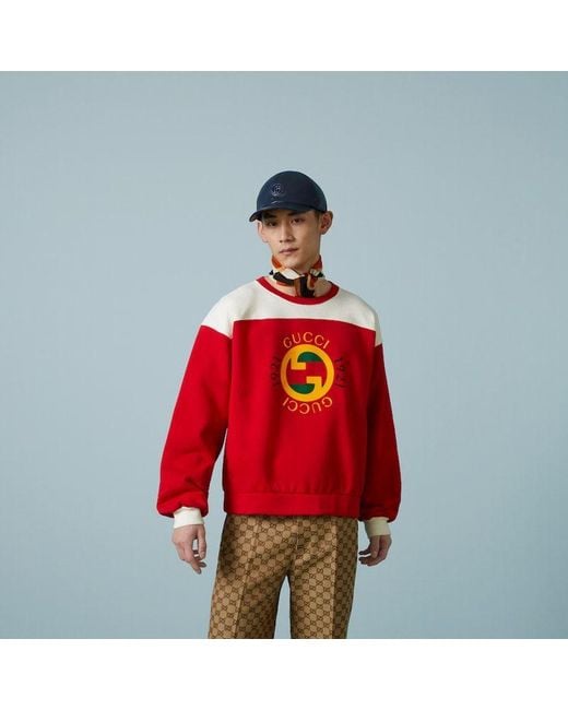 Gucci Red Interlocking G Jersey Sweatshirt for men