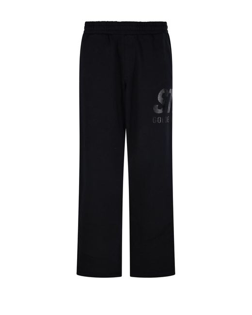 Golden Goose Deluxe Brand Black Wide Jogging Pant Logo Print for men