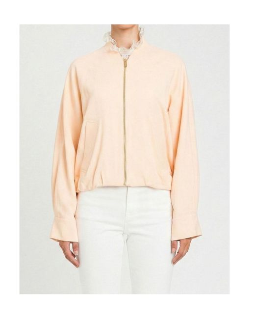 Twinset White Zip-Up Bomber Jacket