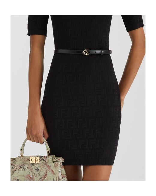 Fendi White Logo Plaque Buckled Belt