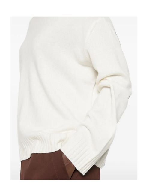 Fabiana Filippi White Ribbed-Trim Crew-Neck Sweater