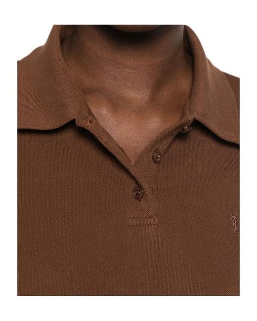 Saint Laurent Brown Le Cassandre Polo Shirt