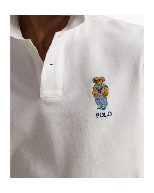 Polo Ralph Lauren White Polo Bear Slim Fit Polo Shirt for men