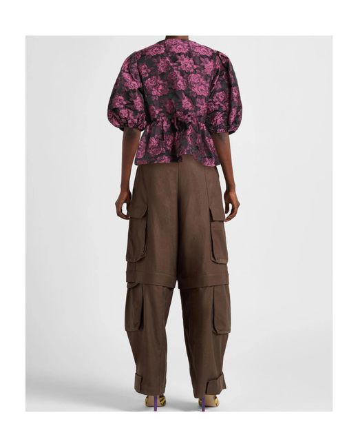 Ganni Red Floral Pattern Top