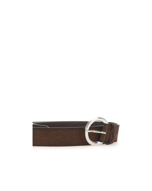Gianni Chiarini White Round-Buckle Suede Belt