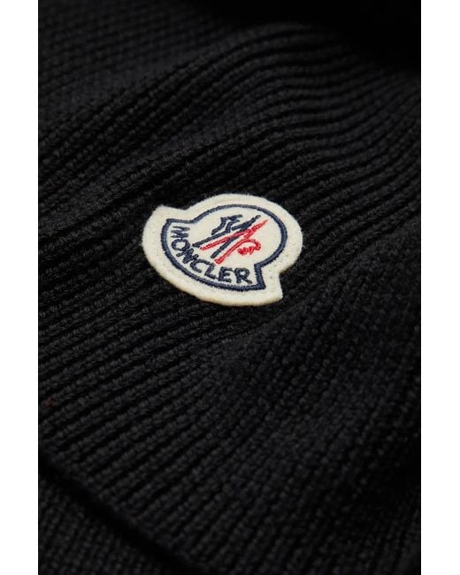 Moncler Black Logo Patch Knit Scarf for men