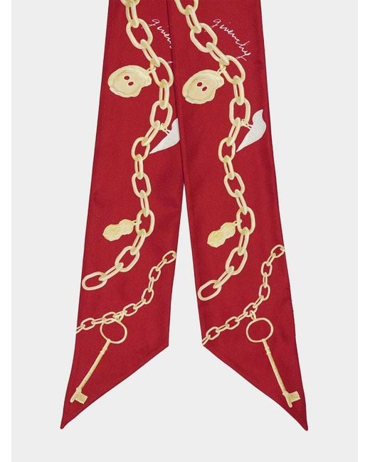 Givenchy Red Chain-Print Scarf