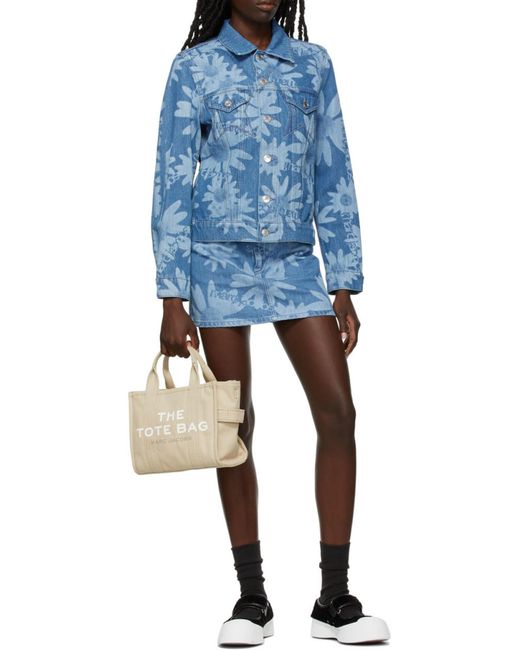 Marc Jacobs Natural Logo Printed Zip-Up Small Tote Bag