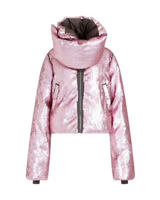 Rick Owens Red Highneck Puffer Jacket