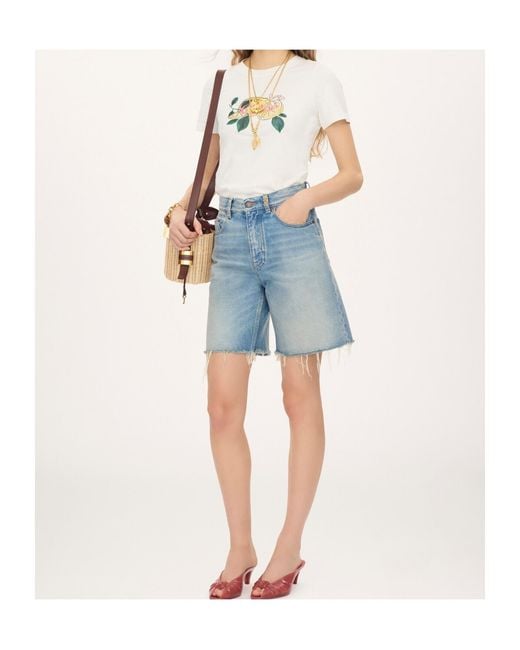 Chloé White Lemon Print Short Sleeve Top