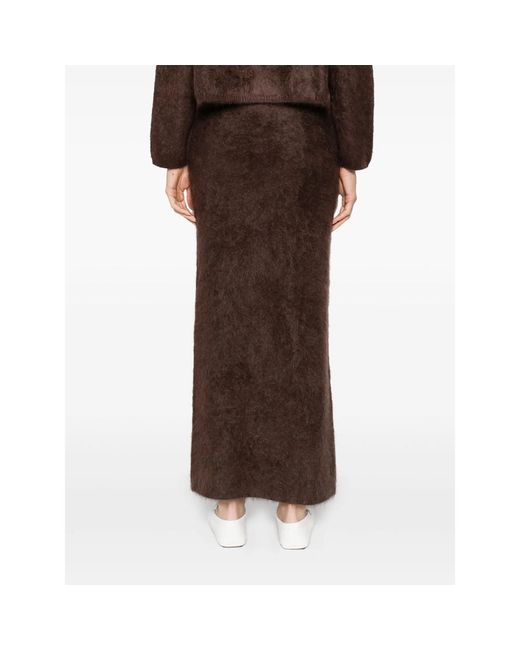 Soft Goat Brown Brushed Longuette Skirt