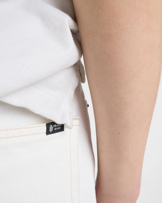 Prada White Old Denim Bermudas for men
