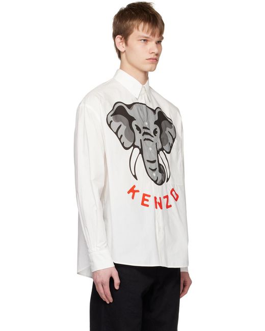 KENZO Gray Elephant Printed T-Shirt for men