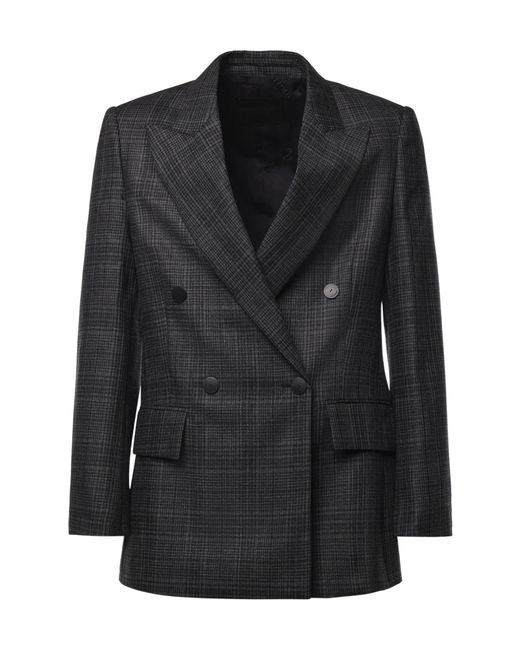 Dondup Black Double-Breasted Long-Sleeve Blazer