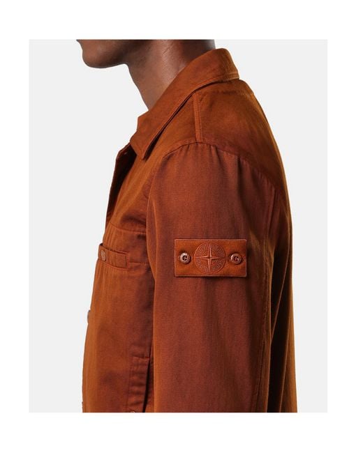 Stone Island Brown Coach Jacket With Anti-Drop Finish for men