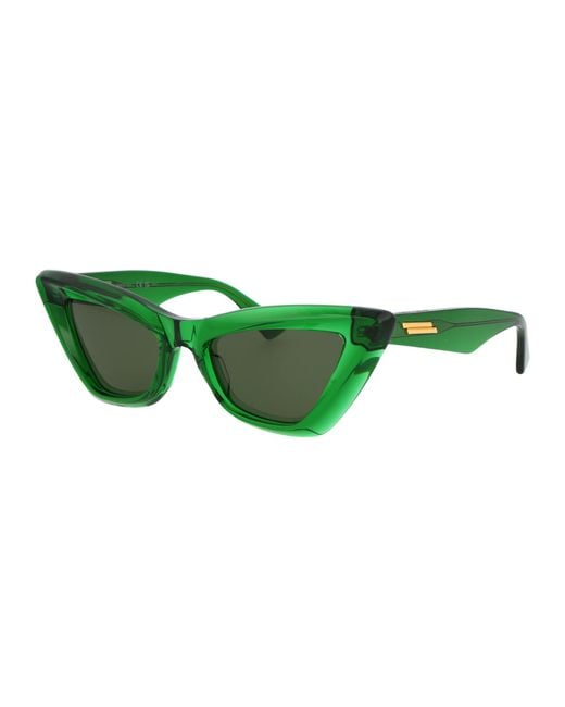 Bottega Veneta Green Eyewear Cat-Eye Frame Sunglasses