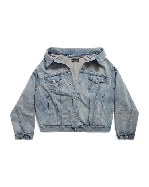 Balenciaga Blue Collared Button-Up Jacket for men